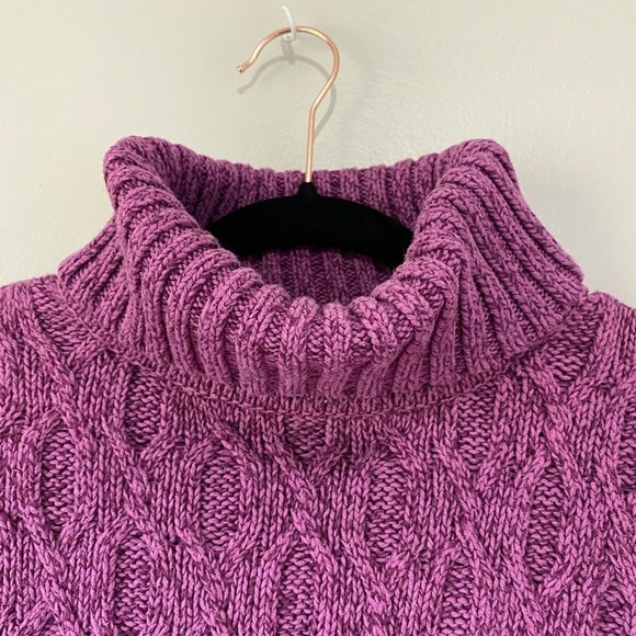 Apt 9 Cable Knit Purple Sweater Turtleneck - Picture 5 of 7